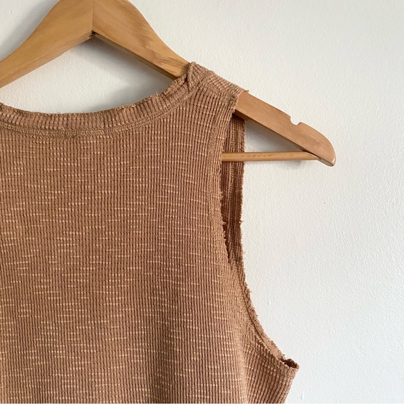 Aerie Button Down Texture Crop Tank Top in Tan - Picture 7 of 8